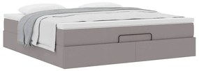 Estrutura de cama otomana com colchão tecido cinzento 160x200cm