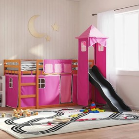 Beliche com escorrega e cortinas 90x190 cm rosa