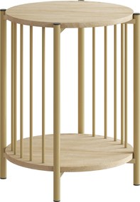 HOMCOM Mesa Lateral Redonda de 2 Níveis com Prateleira de Armazenamento e Estrutura de Aço para Sala e Quarto Ø41x49 cm Madeira | Aosom Portugal