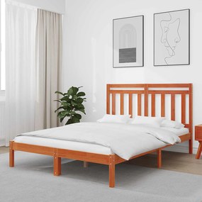 vidaXL Estrutura da Cama com cabeceira Marrom Cera 150 x 200 cm