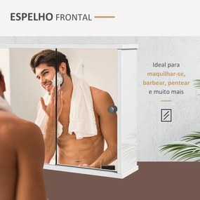 kleankin Armário Casa de Banho com Espelho Móvel Suspenso para Casa de