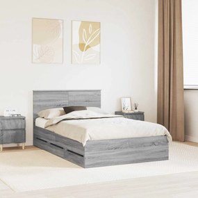 vidaXL Estrutura da Cama com gaveta Cinza Sonoma 120 x 200 cm