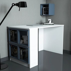 Secretária de Estudo Box – Branco e Azul – 120x75x65 cm