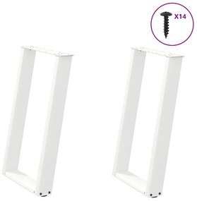 vidaXL Pés de mesa de jantar em forma de U, 2 peças, branco, 50x(72-73) cm, aço