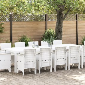 Conjunto de Jantar de Jardim com Almofadas em Branco Vime PE, Mesa de