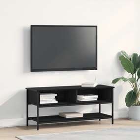 Cabide de TV vidaXL Preto Carvalho 100x35x45 cm Madeira de Engenharia e Aço