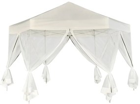 Tenda festas pop-up hexagonal 6 paredes 3,6x3,1 m branco creme