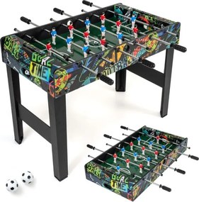 Mini mesa de matraquilhos 2 em 1 para crianças 94 x 51 x 69 cm com pernas removíveis, 2 bolas e marcadores Preta