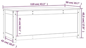 Caixa de arrumação 110x50x45,5 cm madeira de pinho maciça