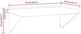 Prateleira de parede 75x45x31cm aço inoxidável prateado