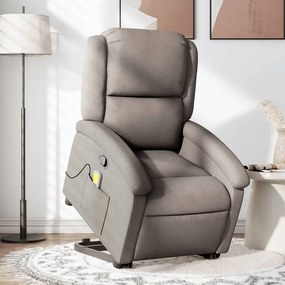 Poltrona elevatória de massagens tecido cinzento-acastanhado