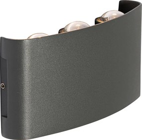 Candeeiro de parede exterior cinzento escuro com LED 6 luzes IP54 - Silly