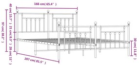 Estrutura de cama com cabeceira e pés 160x200 cm metal branco