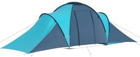 Tenda de campismo 6 pessoas azul e azul-claro