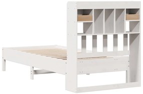 Cama com estante sem colchão 90x190 cm pinho maciço branco