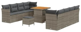 Conjunto de Sofá de Jardim com 11 Peças e Almofadas em Rattan Sintétic