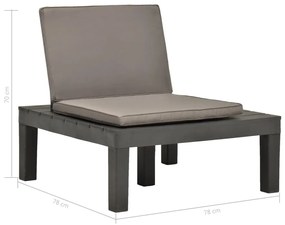 Cadeira lounge de jardim com almofadão plástico antracite