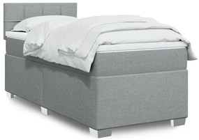 vidaXL Cama com molas/colchão 90x200 cm tecido cinza-claro