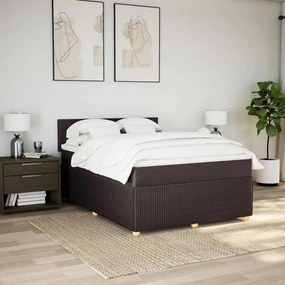 Cama com molas/colchão 160x200 cm tecido castanho-escuro