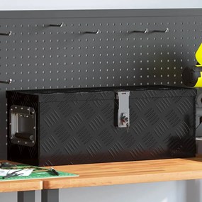 vidaXL Caixa de arrumação 60x23,5x23 cm alumínio preto