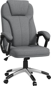 Vinsetto Cadeira Escritório Giratória Altura Ajustável Apoio Braços Conforto Encosto Acolchoado Linho Sintético 66x75x110-120cm Cinza | Aosom Portugal