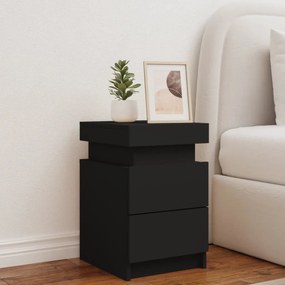 Mesa de cabeceira com luzes LED 35x39x55 cm preto