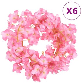 vidaXL Grinaldas de flores 6 pcs 180 cm rosa escuro