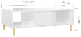 Mesa de Centro Toulie com Porta Central - Branco Brilhante - Design Nó