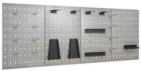 vidaXL Placas perfuradas de parede 4 pcs 40x58 cm aço