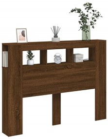 Cabeceira c/ LEDs 140x18,5x103,5 cm carvalho castanho