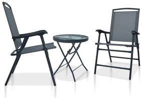 Conjunto bistrô 3 pcs aço cinzento