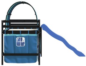 Cama alta para criança com túnel 90x190 cm pinho maciço azul