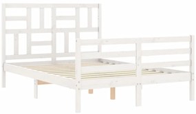 Estrutura de cama com cabeceira 120x200cm madeira maciça branco