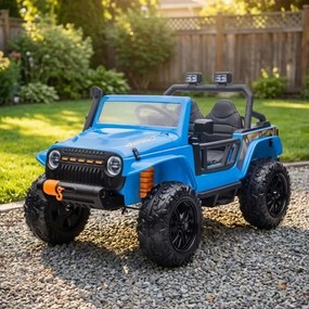 Jipe elétrico para Crianças 24V 4x4 Jeep Monster Rodas de espuma EVA, assento Couro ecológico Azul