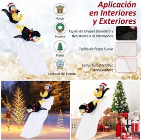 Pinguim Natal 120 cm LED com Gorro e Cachecol Decoração de Natal Iluminada com 130 LEDs Brancos Frios Decoração de Inverno com Estacas
