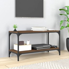 vidaXL Móvel de TV 80x33x41 cm derivados madeira/aço carvalho castanho