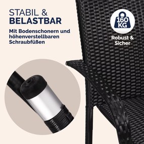 Conjunto de 4 Cadeiras jardim empilhável Comfort em Polyrattan Pretas