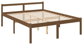 Estrutura cama king 150x200 cm pinho maciço castanho-mel