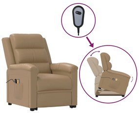 vidaXL Poltrona de massagens elevatória couro artificial cappuccino