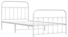 Estrutura de cama com cabeceira e pés 100x200 cm metal branco