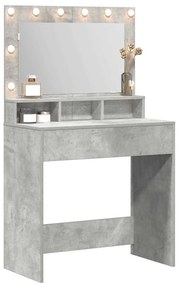 Mesa de Maquiagem vidaXL com Luzes LED Cinza Concreto 79x41x135 cm