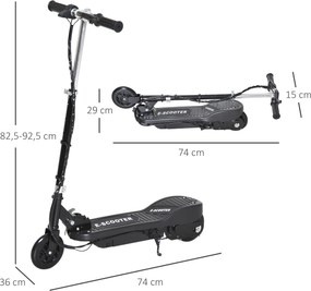 Trotinete Elétrica para Crianças + 7 Anos trotinete Dobrável com Altura Ajustável 24V Bateria Recarregável Velocidade até 12 km/h e Carga 50 kg 74x36x