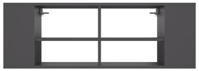 Armário de parede para TV 102x35x35 cm contraplacado cinza