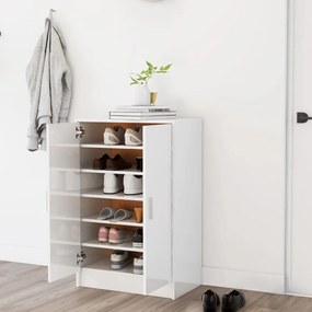 vidaXL Armário p/ sapatos derivados de madeira branco brilhante