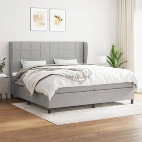 vidaXL Cama com molas/colchão 200x200 cm tecido cinza-claro