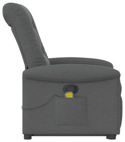 Poltrona elevatória de massagens tecido cinzento-escuro