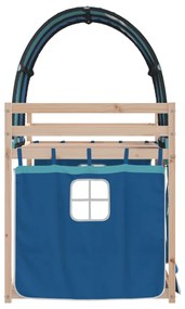 Beliche com cortinas 75x190 cm madeira de pinho maciça azul