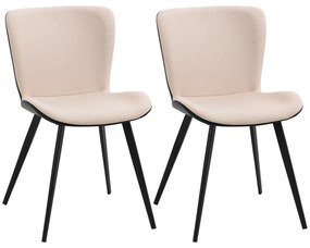 Conjunto de 2 Cadeiras de Sala de Jantar Estofadas em PU e Pés de Aço Conjunto de Cadeiras Modernas com Encosto para Cozinha Carga Máxima 150kg 47,5x5