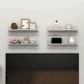vidaXL Estantes de parede 4 pcs 60x11,5x18 cm contrapl. cinza cimento