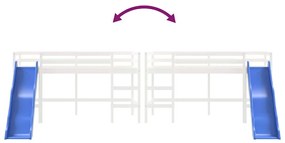 Cama alta p/ criança c/ escorrega 90x200 cm pinho maciço branco